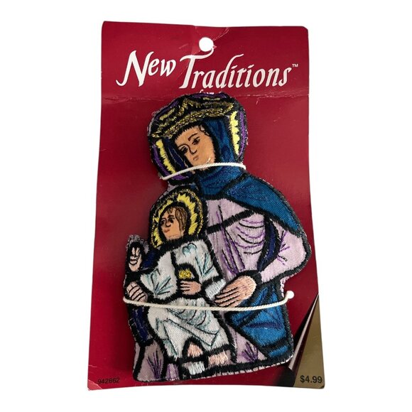 Vintage 1994 New Traditions Embroidered Madonna and Child Tree Topper – MJ Desig - Picture 1 of 5